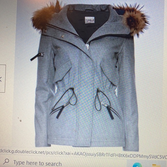 SAM MINI DELANCEY GRAY WOOL RACOON FUR TRIM JACKET FELT PARKA COAT ANORAK SIZEXS - Picture 10 of 11